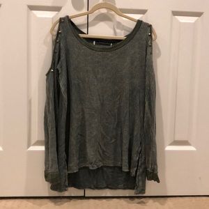 Green cold shoulder top